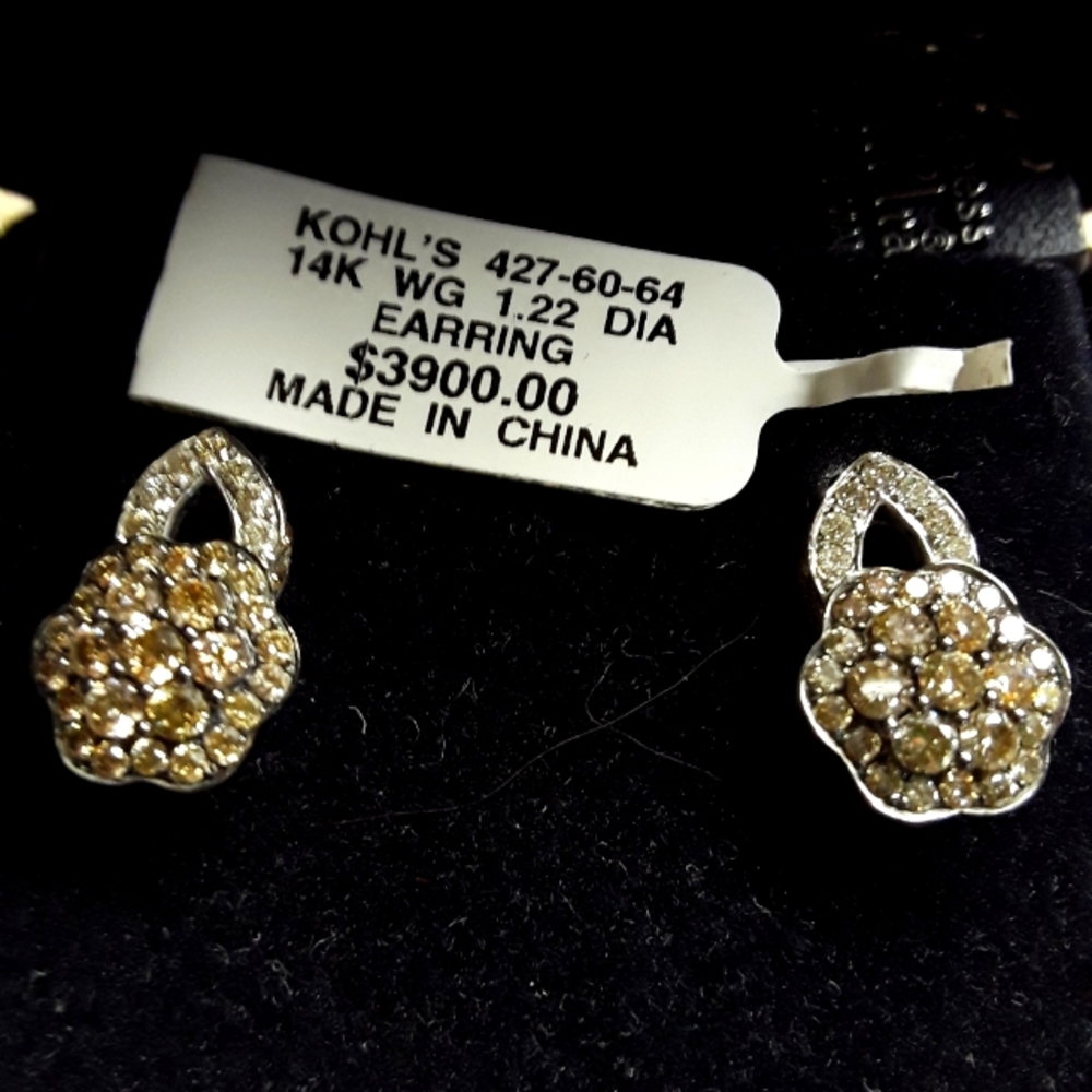 Princess Alexandra by Levian Chocolate and White Diamond Earrings - Picture 1 of 5